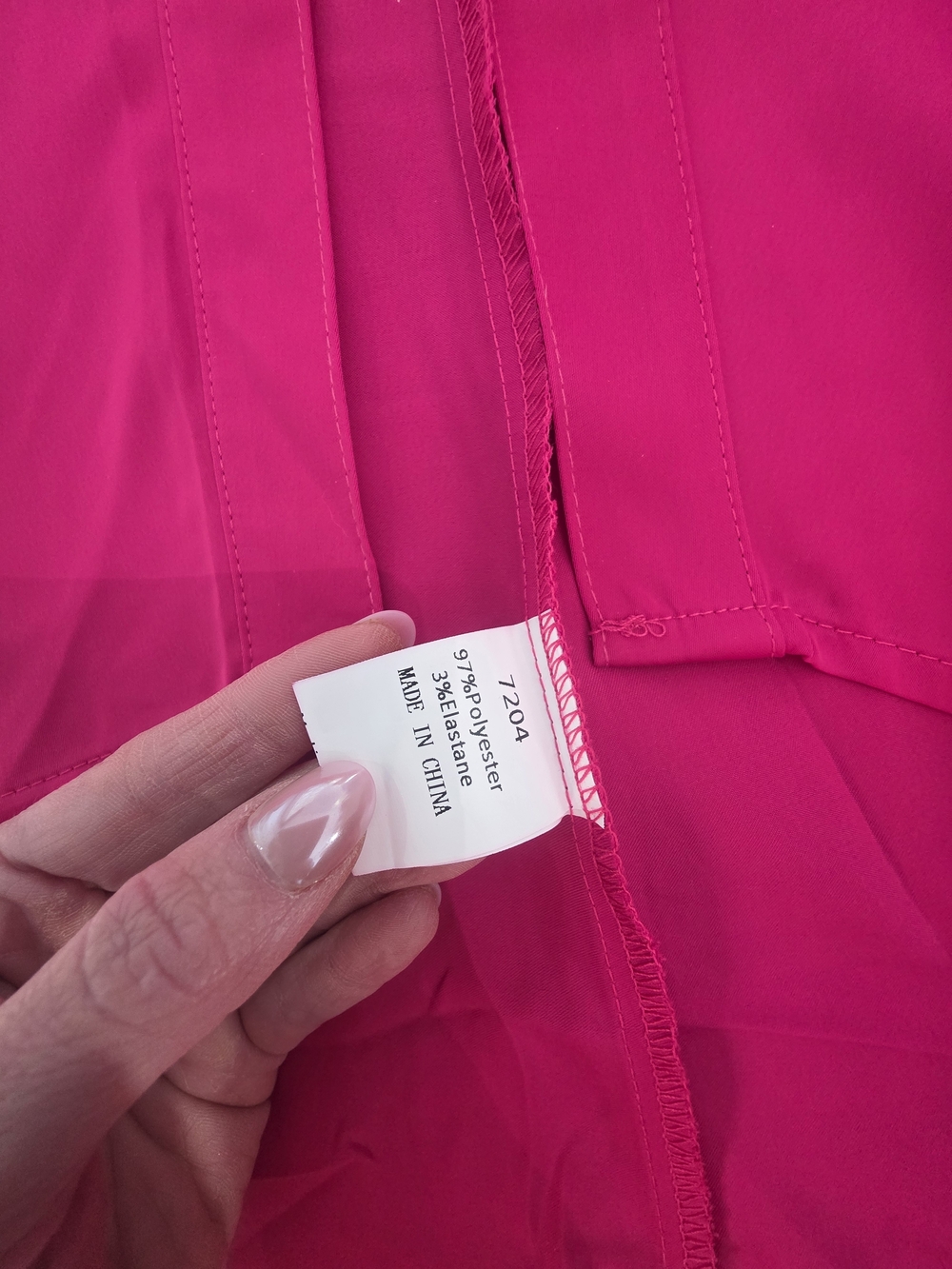 Button-Front Hot Pink/ Fuchsia Shirt Dress with Waist Tie - Picture 9 of 9
